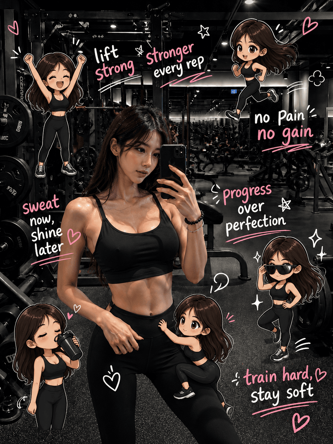 Kawaii Gym Mirror Selfie