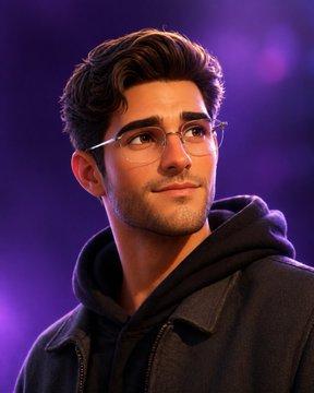 Stylized Glasses Man 3D Portrait