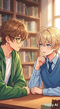 Library Anime Two Boys