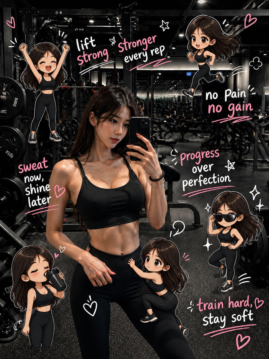 Kawaii Gym Mirror Selfie