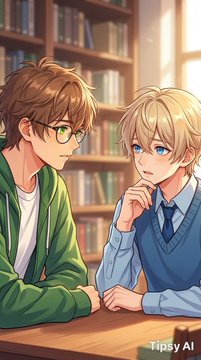 Library Anime Two Boys