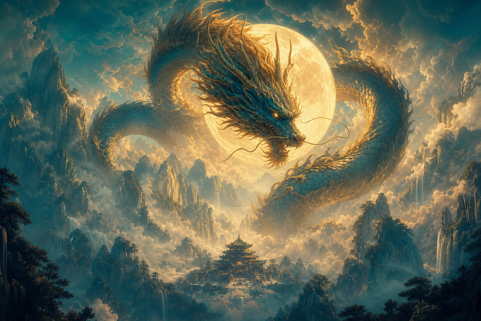 Dragon Moon Fantasy Landscape