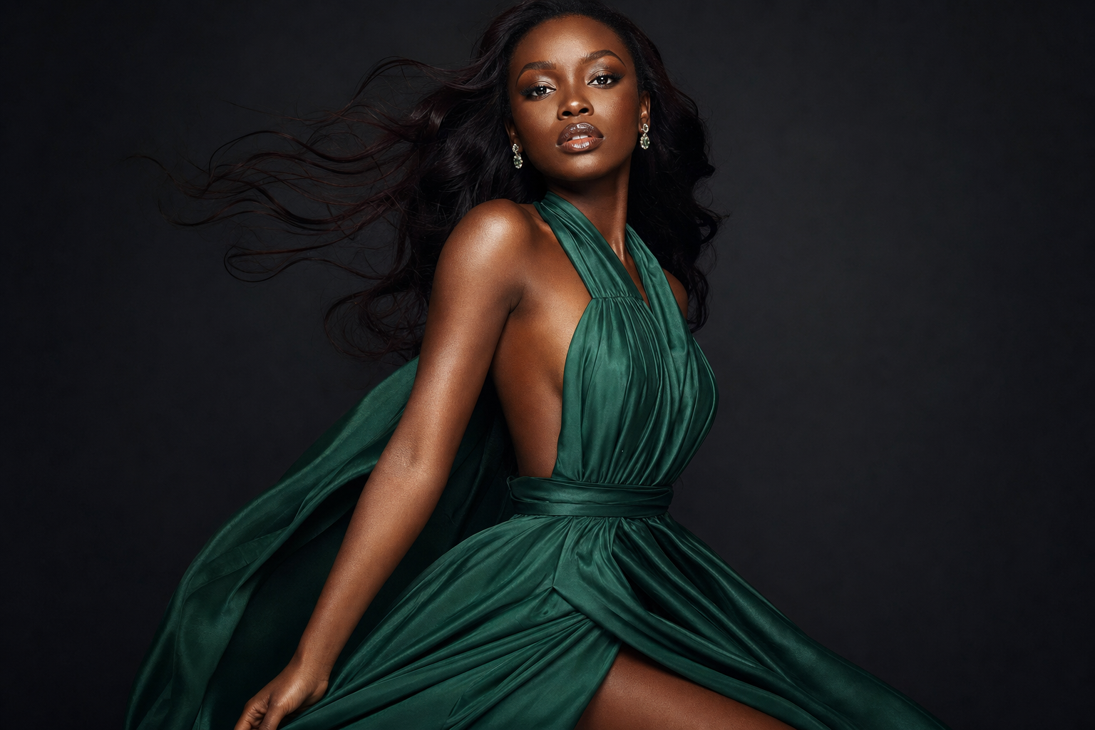 Emerald Silk Fashion Portrait